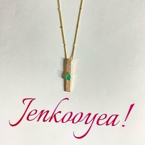 Gold Necklace with Green Pendant